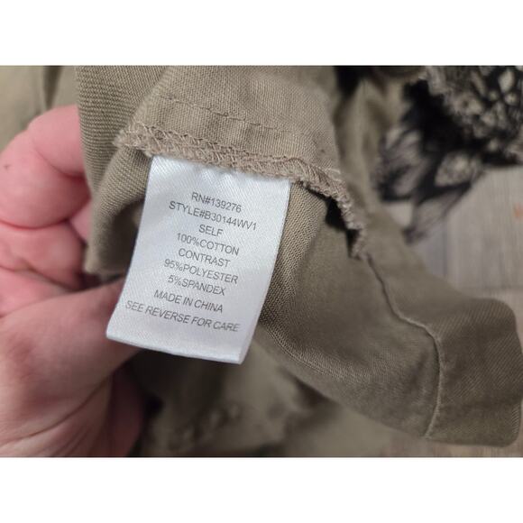 Black Rainn Green Denim Full Zip Mock Neck Jacket Knit Sleeves Large - Picture 6 of 8